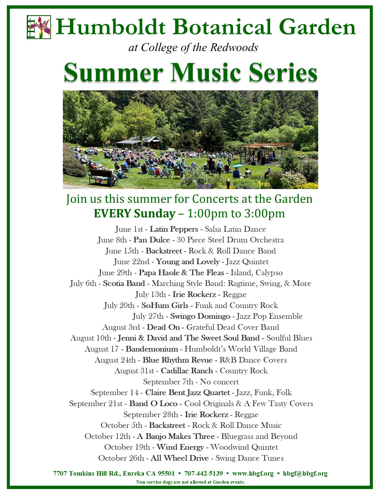 Concert line-up 2025 flyer 6-17-25