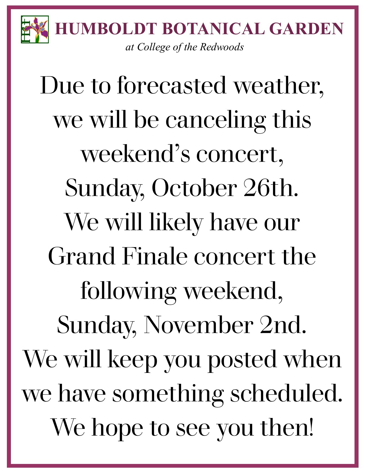 canceled concert website